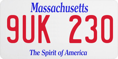 MA license plate 9UK230
