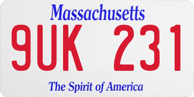 MA license plate 9UK231