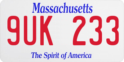 MA license plate 9UK233