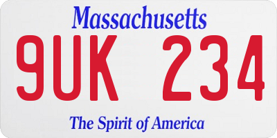 MA license plate 9UK234