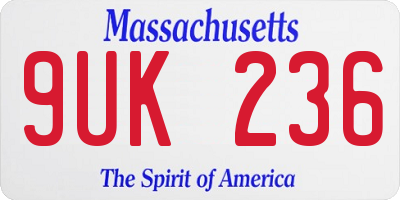 MA license plate 9UK236