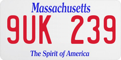 MA license plate 9UK239