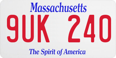 MA license plate 9UK240