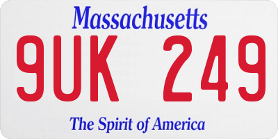 MA license plate 9UK249