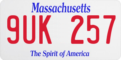 MA license plate 9UK257