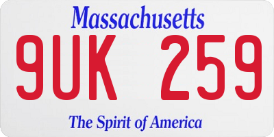 MA license plate 9UK259