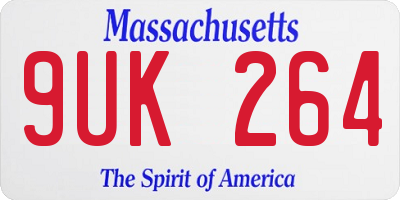 MA license plate 9UK264