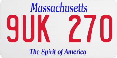 MA license plate 9UK270