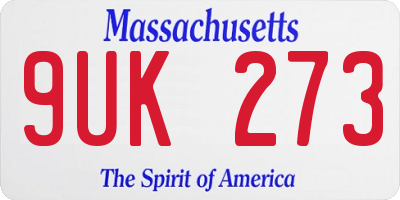 MA license plate 9UK273
