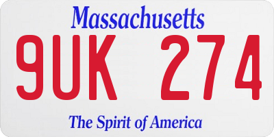 MA license plate 9UK274