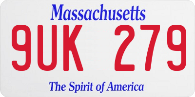 MA license plate 9UK279
