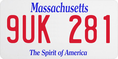 MA license plate 9UK281