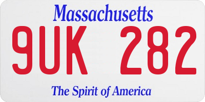 MA license plate 9UK282