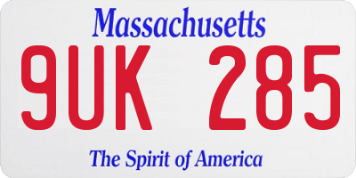 MA license plate 9UK285