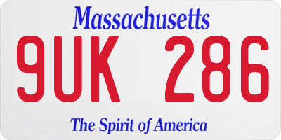 MA license plate 9UK286