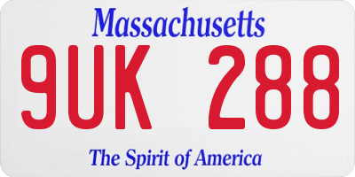 MA license plate 9UK288