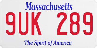 MA license plate 9UK289