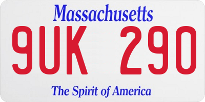 MA license plate 9UK290