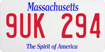 MA license plate 9UK294