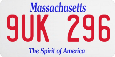 MA license plate 9UK296