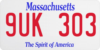 MA license plate 9UK303