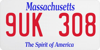 MA license plate 9UK308