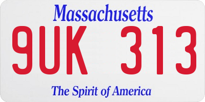 MA license plate 9UK313