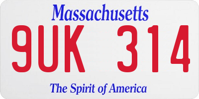 MA license plate 9UK314