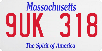 MA license plate 9UK318