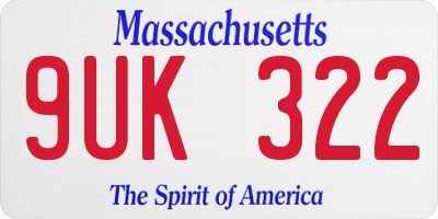 MA license plate 9UK322