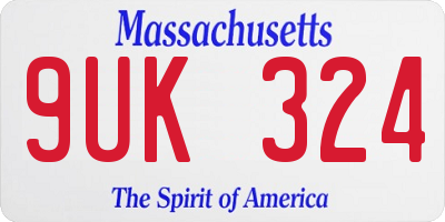 MA license plate 9UK324