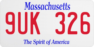 MA license plate 9UK326