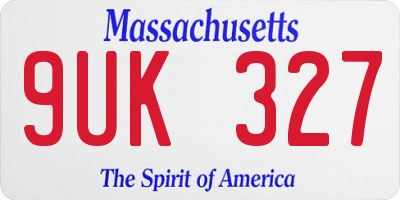 MA license plate 9UK327