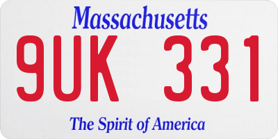 MA license plate 9UK331
