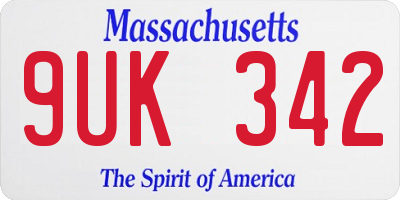 MA license plate 9UK342