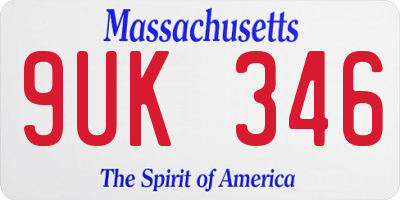 MA license plate 9UK346