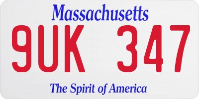 MA license plate 9UK347
