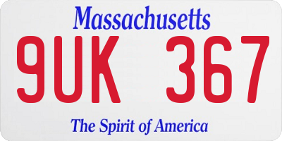 MA license plate 9UK367
