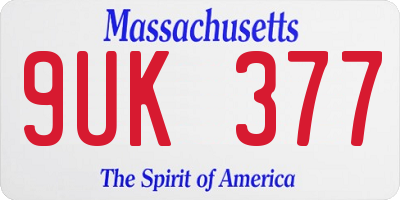 MA license plate 9UK377