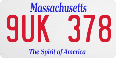 MA license plate 9UK378