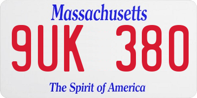 MA license plate 9UK380