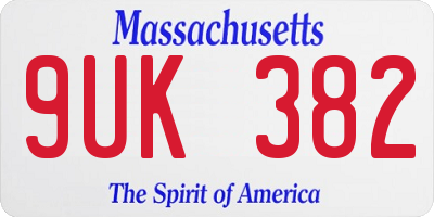 MA license plate 9UK382