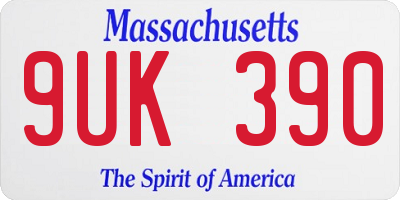 MA license plate 9UK390