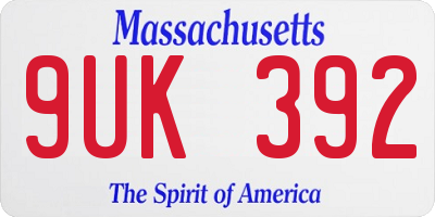MA license plate 9UK392