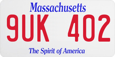 MA license plate 9UK402
