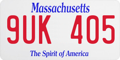 MA license plate 9UK405