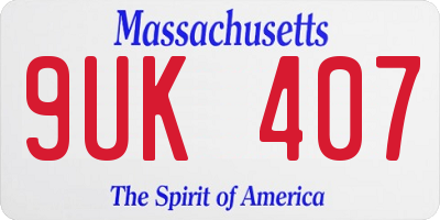 MA license plate 9UK407