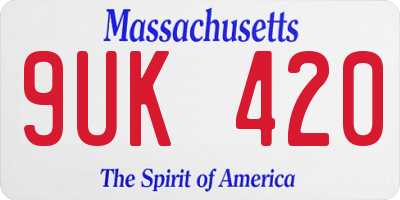 MA license plate 9UK420