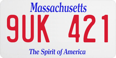 MA license plate 9UK421