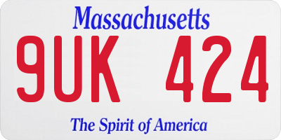 MA license plate 9UK424